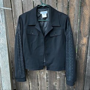 Vertigo Paris Black Jacket with Sleeve Piping Detail Sz M